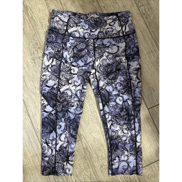 Lululemon Fast Free Crop II Leggin Nulux 19" Hanakotoba Starlight Multi size 8 - Picture 1 of 8